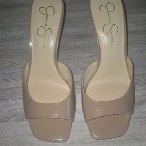 Jessica Simpson Beige Patent Mules